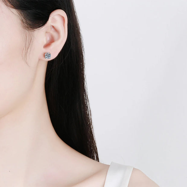 2 Carat Moissanite Earrings With 14K White Gold Plated