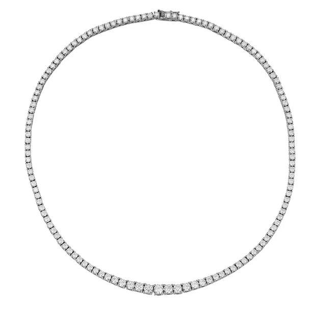 NeeTim Moissanite Tennis Necklace for Women Wedding Jewelry 925 Sterling Sliver Plated 18k White Gold Necklaces with Certificate