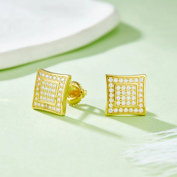 NeeTim Full Moissanite Stud Earrings Lab Diamond 925 Sterling Silver Wedding Earring Fine Jewelry Gift With GRA Certificate Gift