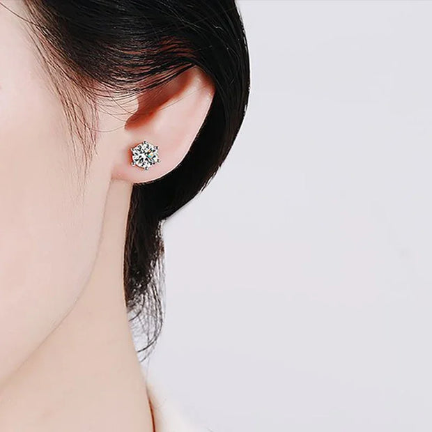 NeeTim 2ct Moissanite Studs Earrings for Women S925 Sterling Silver White Gold Plated Lab Diamond Earring With GRA Certificate