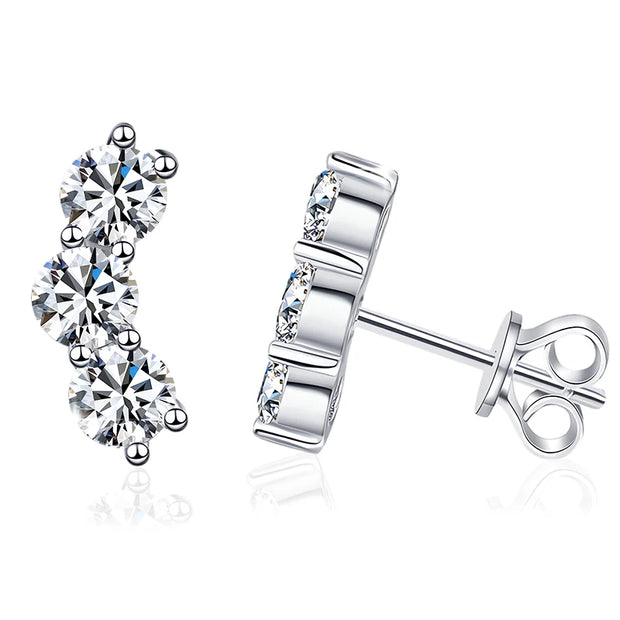 NeeTim Full 3.5mm Moissanite Earrings for Women S925 Sterling Sliver Sparkling with White Gold Plated Ear Studs Jewely with GRA
