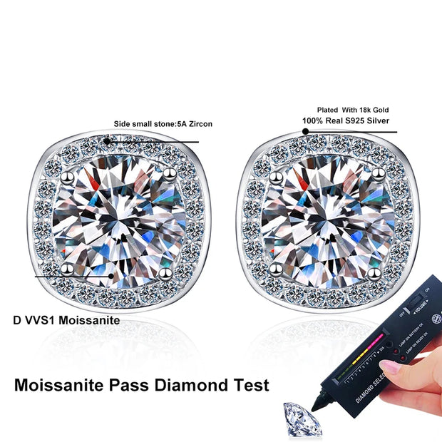 NeeTim 0.5ct 1ct Moissanite Earrings Sterling Silver 925 for Women Luxury Designer Wedding Party Earring Jewelry Chrismas Gift