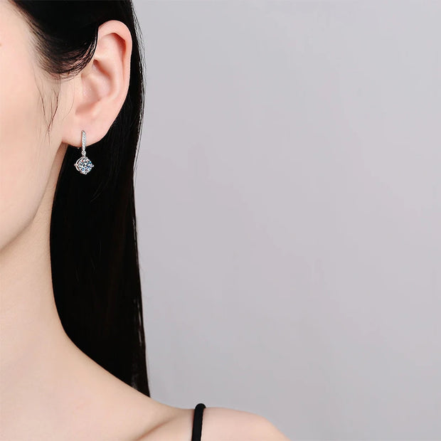 NeeTim 1ct Moissanite Earrings Huggie for Women 925 Sterling Silver Original Certified Moissanite Hoop Drop Dangle Earring Gifts
