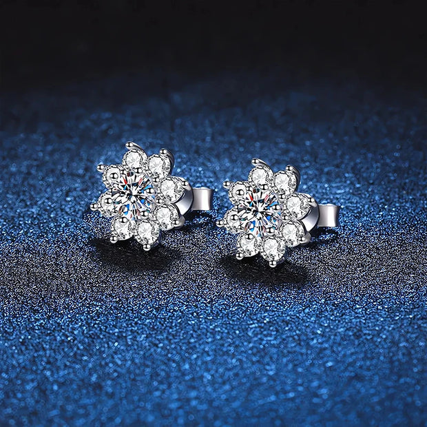 NeeTim 0.5ct Moissanite Stud Earrings For Women 925 Sterling Silver with White Gold Plated Diamond  Ear Studs Wedding Jewelry
