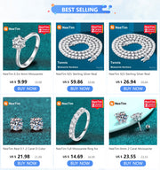 NeeTim 2ct Moissanite Earrings For Women Men Lab Diamond White Gold Plated 925 Sterling Silver Stud Earring Luxury Fine Jewelry