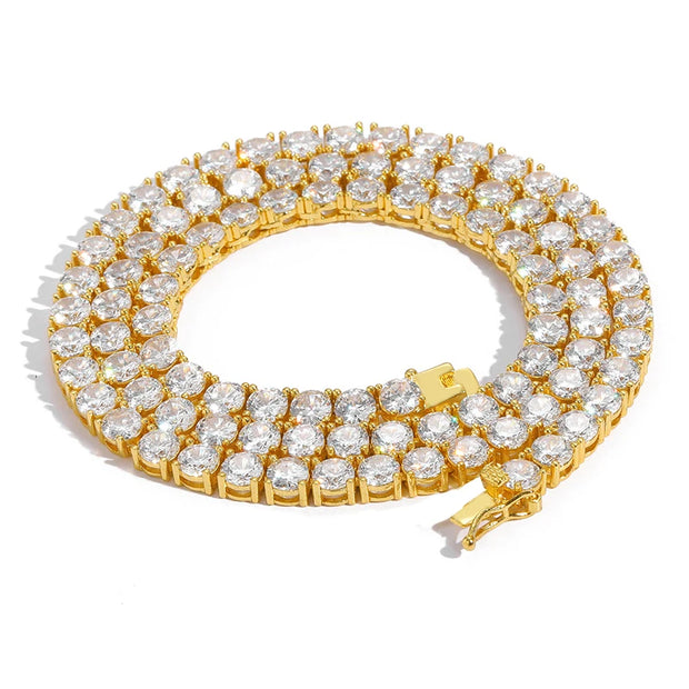 NeeTim 3mm 4mm 5mm Moissanite Tennis Necklace 925 Sterling Sliver with Gold Plated Necklaces for Women Men Neck Chain Jewelry