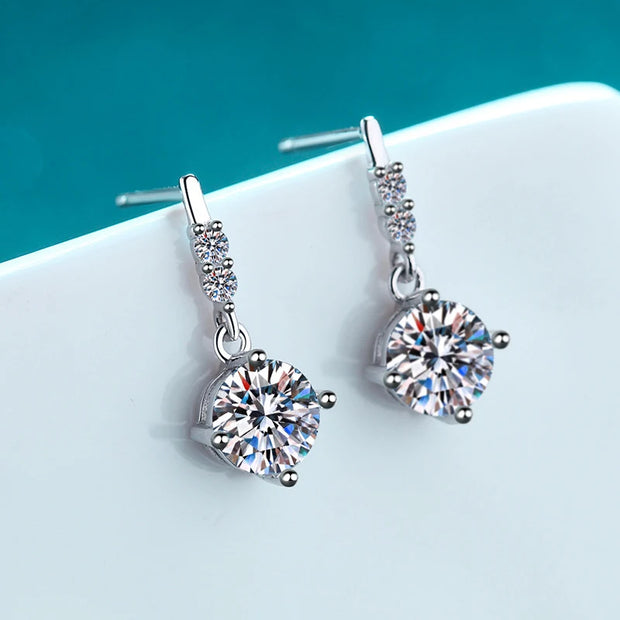 NeeTim 0.5ct 1ct Brilliant Cut Moissanite Drop Earrings for Women Classic Wedding S925 Sterling Silver Earring Luxury Jewelry