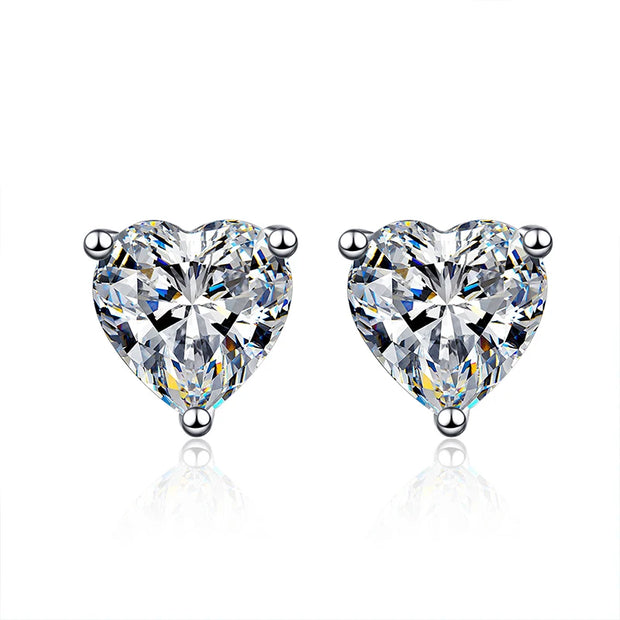 NeeTim 2ct D Color Moissanite Lab Diamond Heart Stud Earring For Women 925 Sterling Silver Wedding Engagement Ear Studs Jewelry