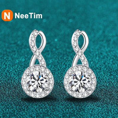 NeeTim 0.5ct 5mm D Color VVS Moissanite Earrings For Women S925 Silver Lab Diamond Engagement Wedding Earring Party Jewelry Gift