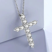 NeeTim 5mm D Color Moissanite Jesus Cross Pendant  for Women Men S925 Silver 18k White Gold Plated Necklace Wedding Jewelry Gift