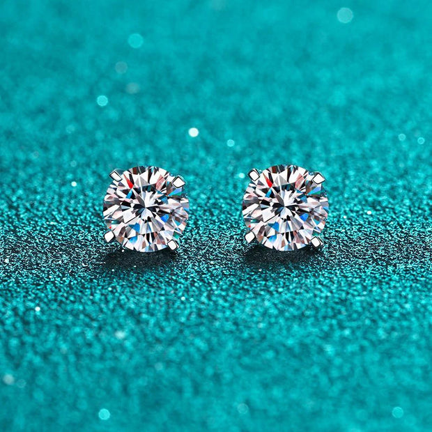 NeeTim Real 2 Carat D Color Moissanite Stud Earrings For Women 100% 925 Sterling Silver Sparkling Diamond Wedding Jewelry Gift