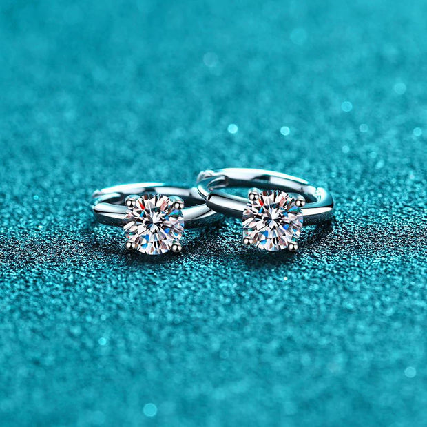 1ct Moissanite Hoop Earrings S925 with 18k White Gold Plated