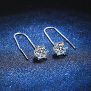 NeeTim 1CT Moissanite Earrings S925 Sterling Silver Plated with White Gold Ear Wire Line Drop Earring Hoop Wedding Fine Jewelry